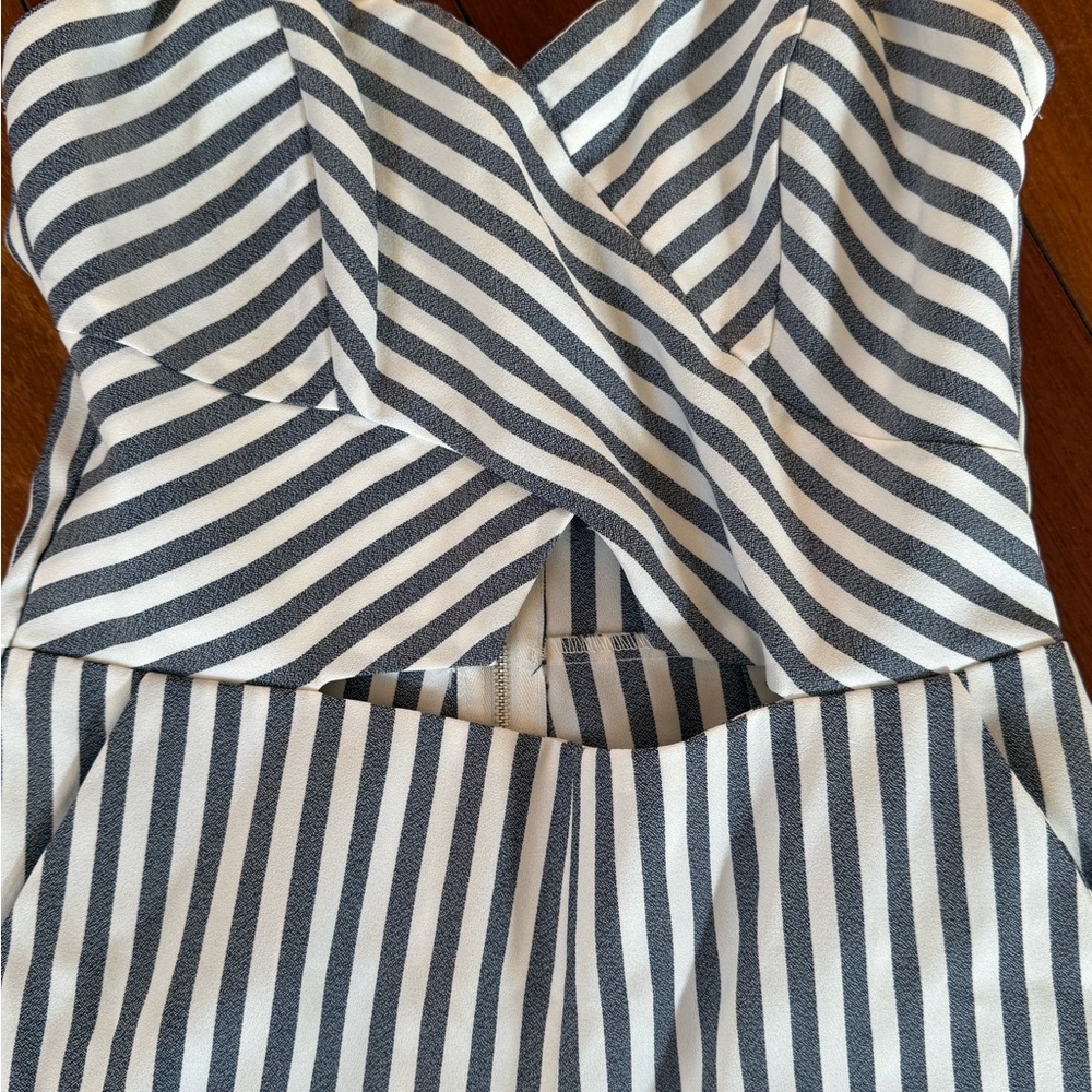 Hot Miami Styles Striped Jumpsuit - Black and White
